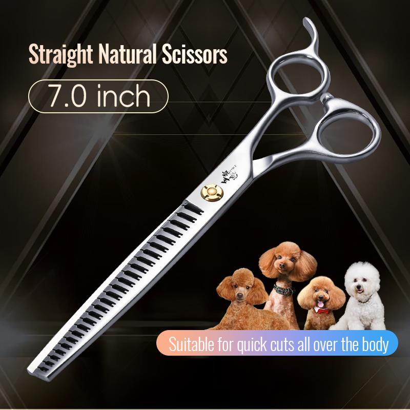 Fenice 7 Inch 3D Gradient Traceless 34 Teeth VG10 Steel Pet Scissors Dog Grooming Chunker Scissors Bearing Screws Thinning 70%