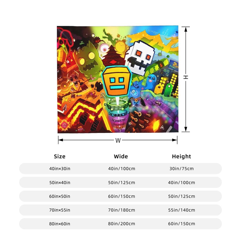 Funny Gaming Geometric Dash Video Game Knitted Blanket Velvet Geometry Dash Soft Throw Blankets for Bedding Couch Bedspread