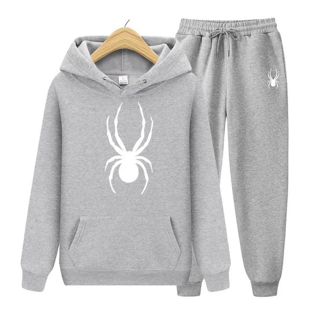 Spring and Autumn Men's And Women Suit Brand Fashion Spider Hoodie + Trousers Men's Casual Jogging Sportswear 2 Sets