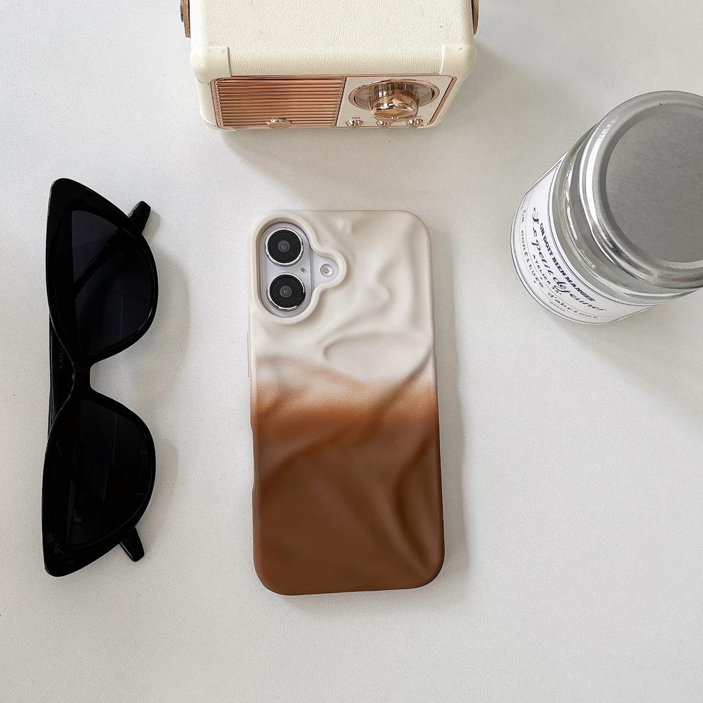 Advanced sense three-dimensional folds gradual change mobile phone case for apple 16promax new iphone15/14/13 tide