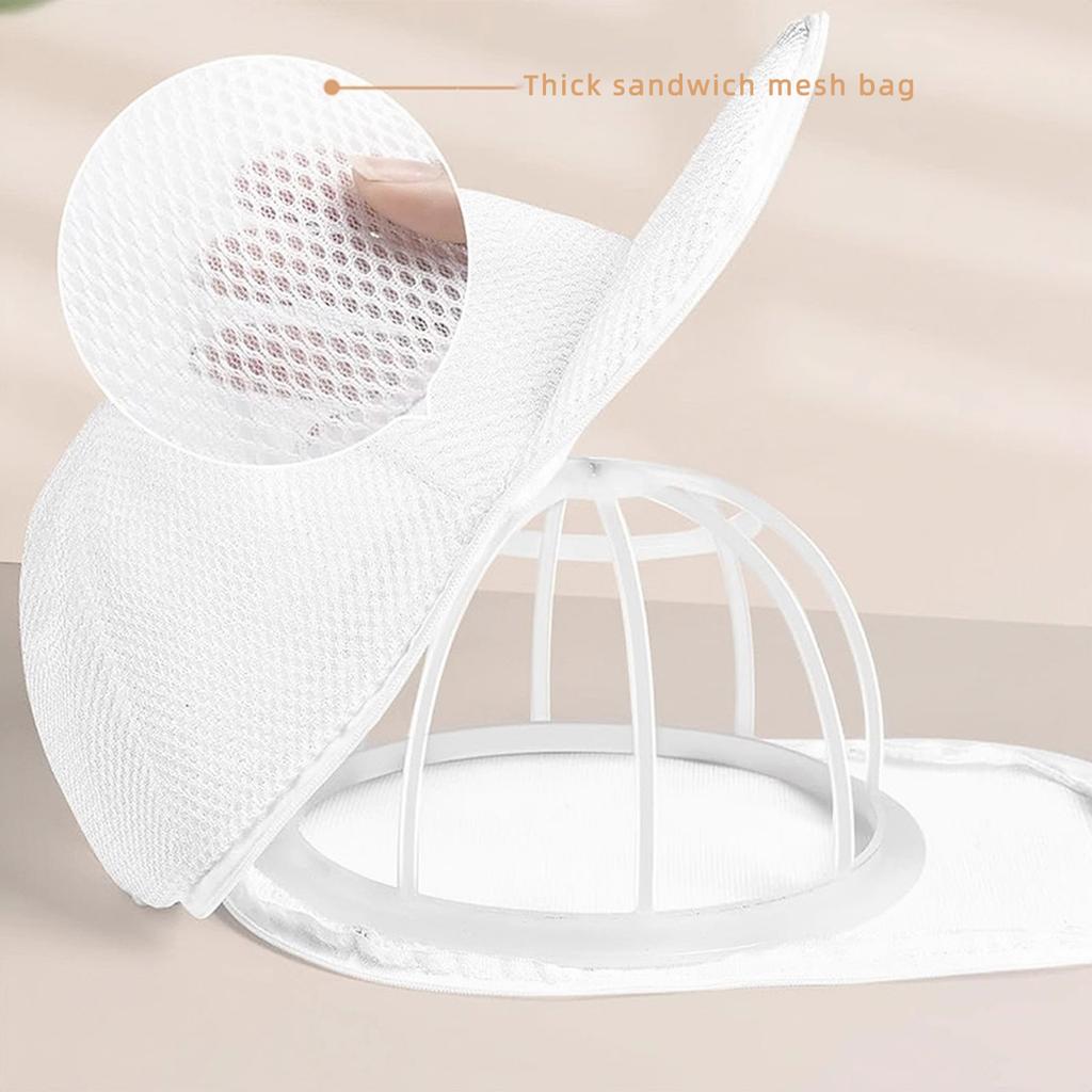 Washing Machine Hat Laundry Bag Cap Protector Washing Bag Anti-Deformation Hat Mesh Storage Organizer Zip Bags With Frame