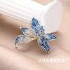 Blue Enchantress Iris Brooch, High-end Diamond-encrusted Personalized Suit Temperament Accessories, Flower Pin Brooch