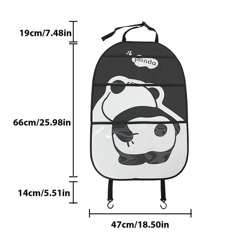 Kick Mat Back Seat Protector Cartoon Panda Car Backseat Cover With Transparent Pocket Car Seat Mat Protector Car Accessories For