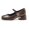 Augustine Mary Jane shoes women's 2025 new summer with skirt temperament retro thick heel square head light mouth single shoes