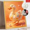 Adorable Pearl Duck Pattern Framed Pearl Painting Kit DIY 3D Sparkling Bead Canvas Art Relaxing Handmade Craft Gift for Women