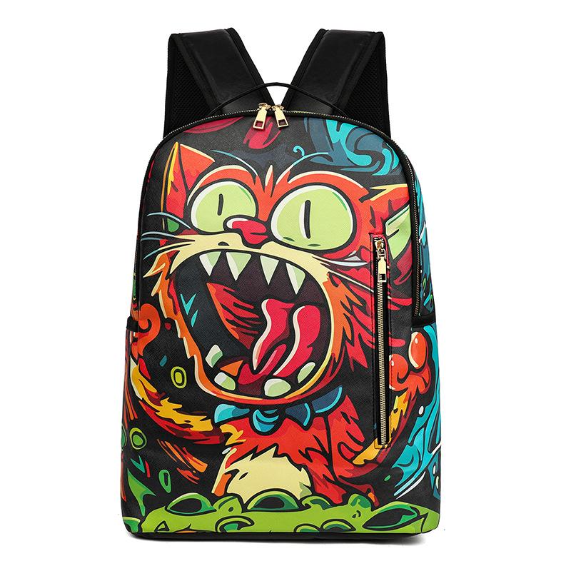 New camouflage color matching shark student schoolbag digital printing large capacity animation backpack backpack