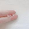 925 Silver Jewelry Women Fashion Cute Tiny Clear Bowknot Stud Earrings Gift for Girls Teens Lady