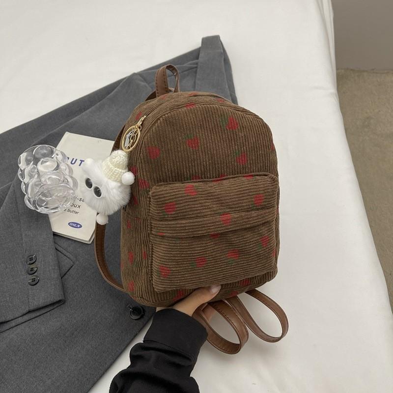 

Trendy Chic Soft Black Pink White And Brown Backpack For Middle School Students Without Pendant коричневий