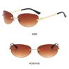 Oval Rimless Sunglasses Y2K Transparent Eyewear Trendy 2000's Sun Glasses  for Women & Men