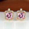 Luxury Square Green Natural Zircon Stud Earrings for Women Fashion Rose Gold Bride Wedding Earrings Statement Jewelry