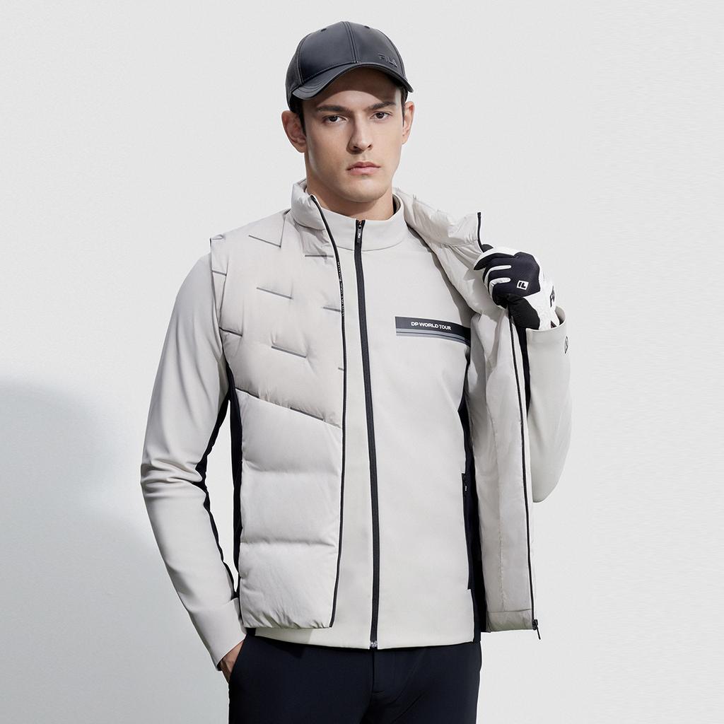 FILA 2023 Winter New Stand Collar Zipper Two-Piece Down Jacket Golf Sports Top Men Tops Gray A11M345909F-GY