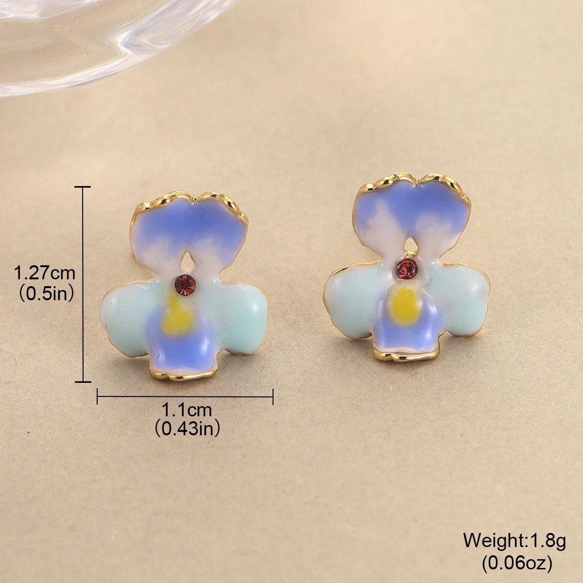 

Flower series earrings women s enamel dripping oil butterfly earrings gradual change niche summer design sense Mori stud earrings