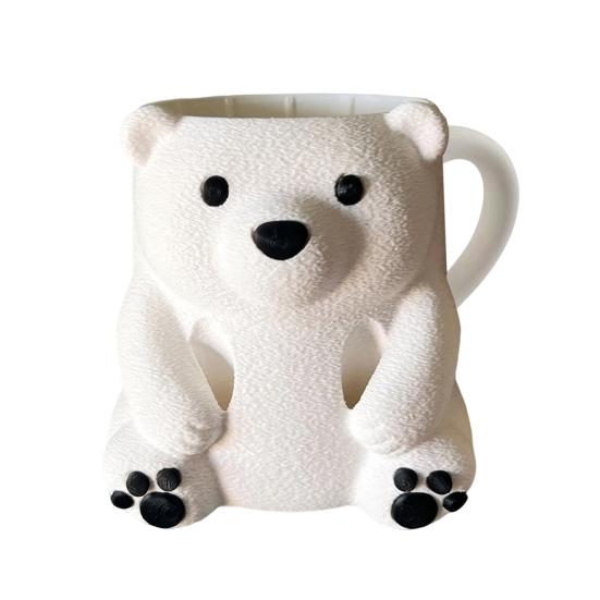 Polar Bear Ice Cream Cup Holder 3D Printed Cute Animal Ices Creams Cooler Container Leak-Proof Ice Pint Holder