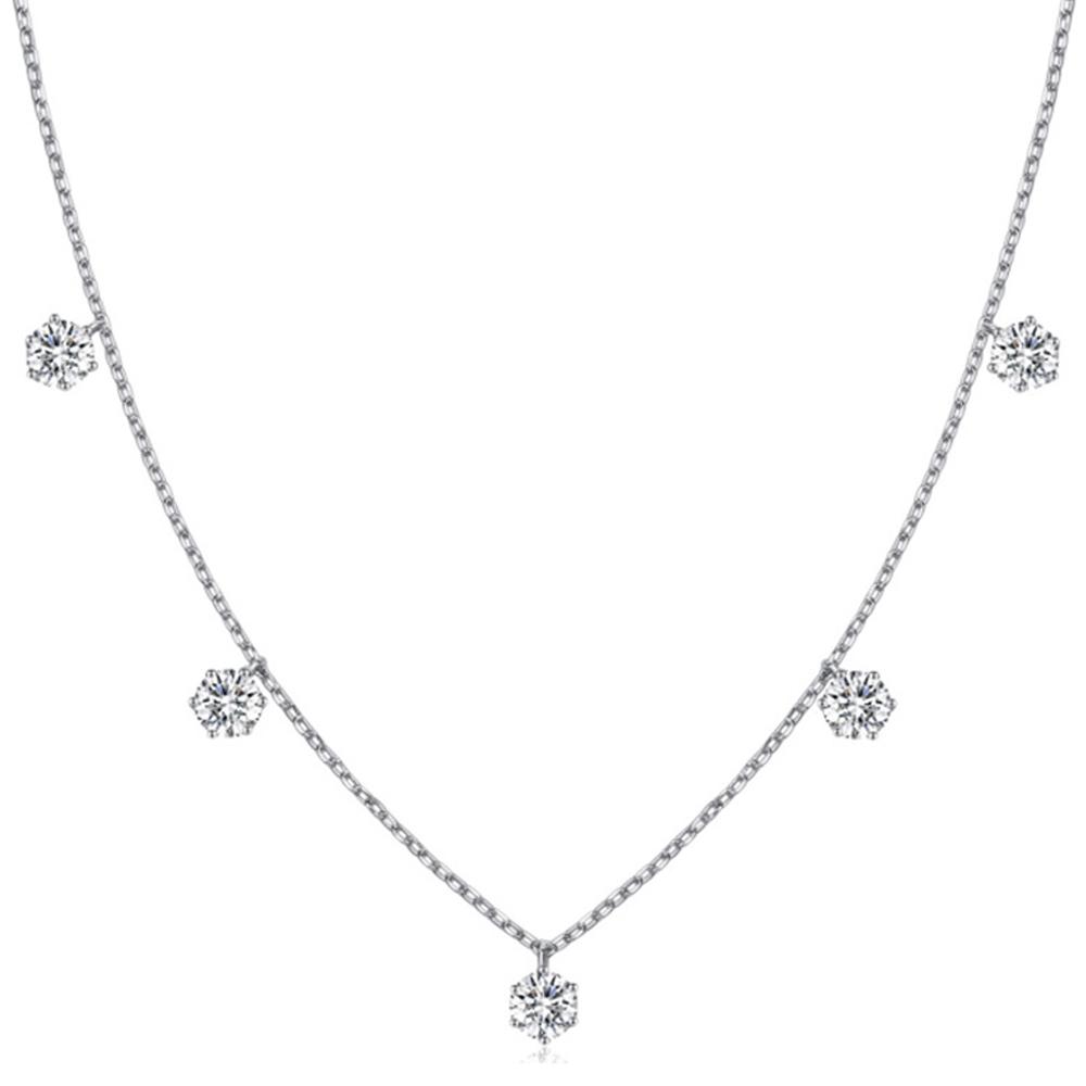 

Tennis Moissanite Necklace Chain for Women 925 Sterling SilveBezel Diamond Necklaces Overlay Style Jewelry серебряный