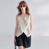 % Linen V-neck Vest Old Money Style Short Strap-up Vest Summer French Simple Commuter Waist Linen Vest