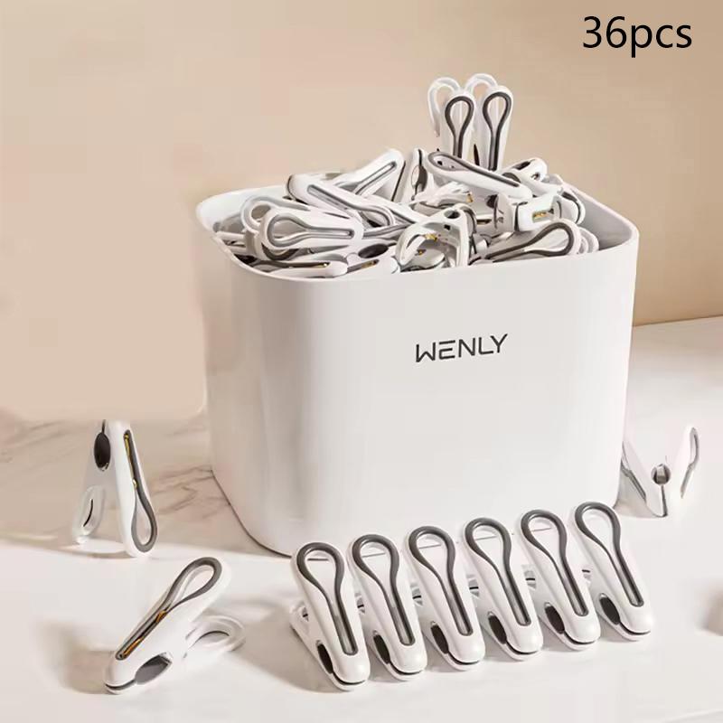 

24/36Pcs Clothes Pins With Storage Box Plastic Laundry Hanging Pegs Clips Household Food Clip Socks Underwear Rack Holder 36PCS