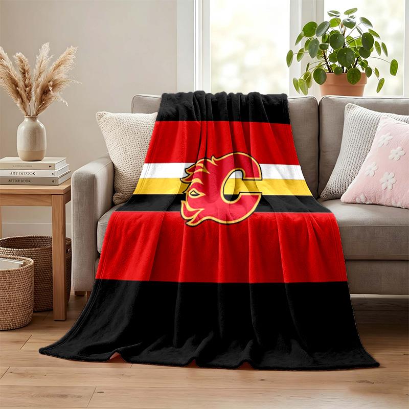 Calgary Flames blanket Flannel Blanket Soft Cozy Plush Throw for Sofa Bed Lightweight Home Decoration