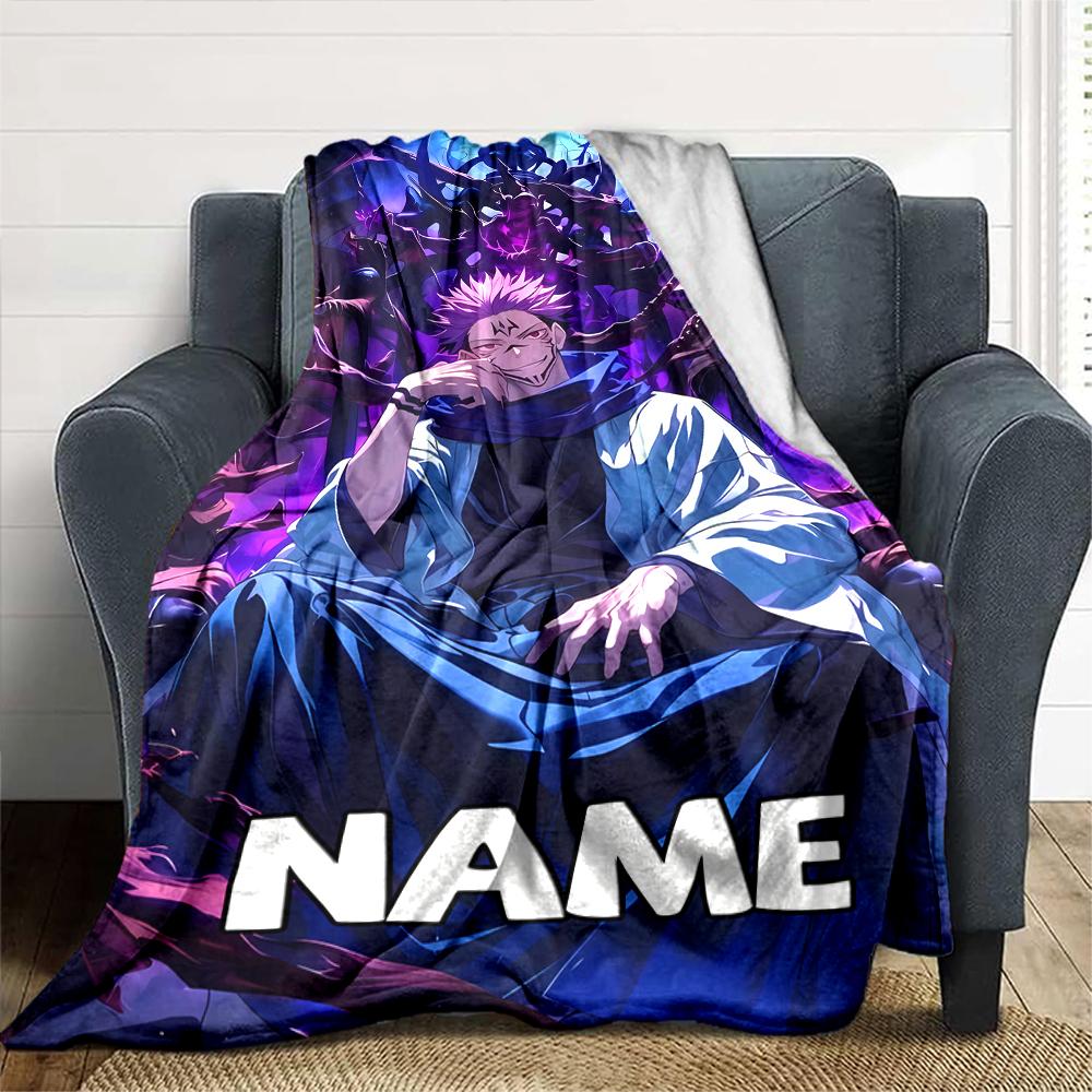 Customiz Name Personality Jujutsu Kaisen Blanket Soft &Warm Sofa Office Bed Travel Lunch Break Blanket, Gift Suitable All Seasons
