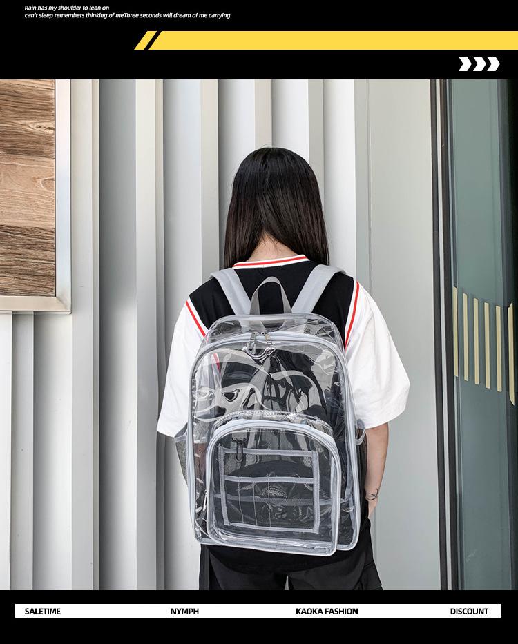 Large Capacity Transparent PVC Backpack for Students