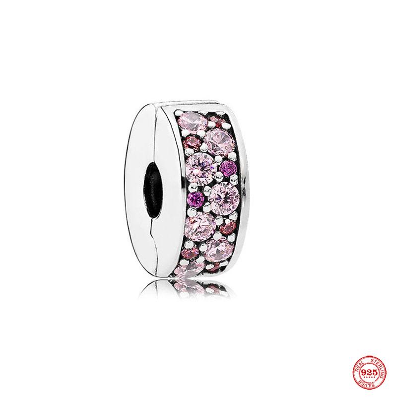 Neue 925 Sterling Silber Blue Planet Funkelnde herzförmige Clip-Charm-Perlen Fit Original Fashion-Armband DIY Schmuck für Frauen