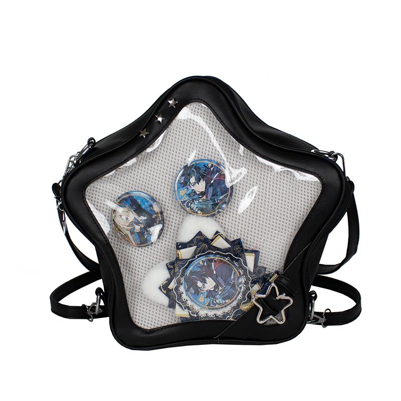 

2025 new original pain bag daily pu shoulder crossbody five-pointed star versatile cute transparent female one чёрный