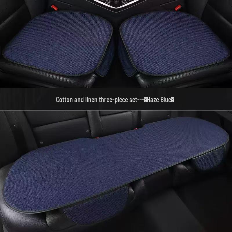 Breathable Non-slip Universal Car Seat Cushion Set, Four Seasons Linen, Three-piece Rear Row Pad