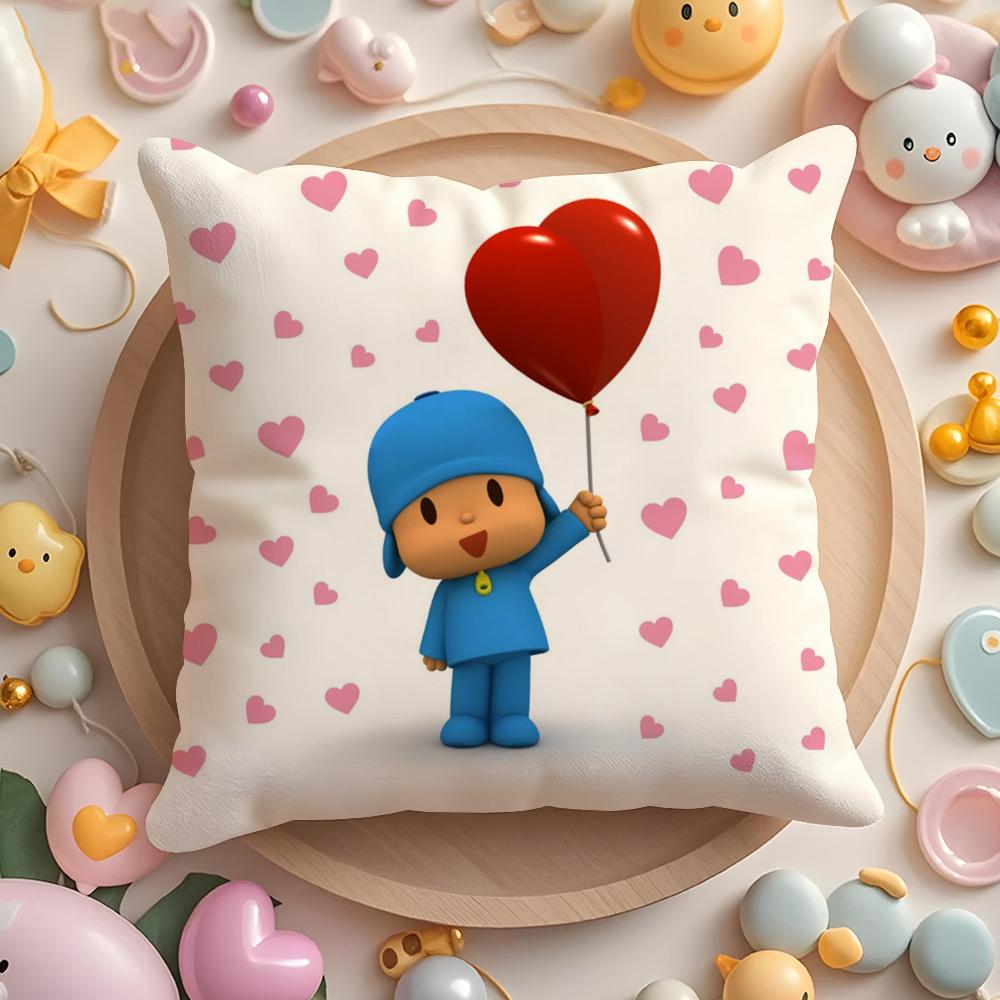 Cartoon Cute P-Pocoyo Pillow Case Short Plush Double-Sided Printing Home Machine Washable In Warm Winter Cushion Cover