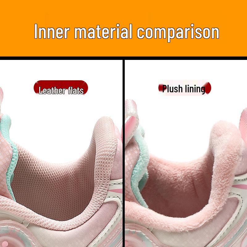 Bobdog Waterproof Fleece-Lined Leather Sneakers for Girls - 2025 Autumn/Winter