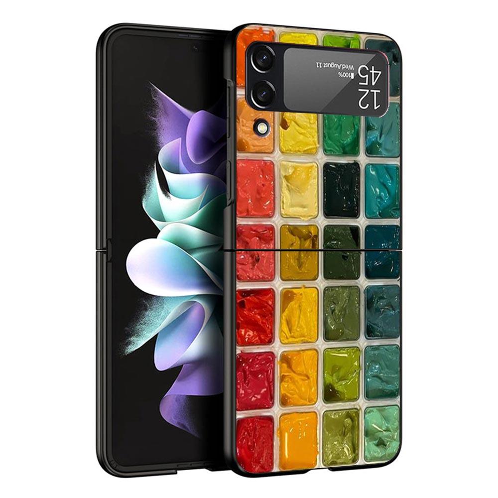 Watercolors Set Paint Palette Painting Box Black Phone Case For Samsung ZFlip7 ZFlip6 ZFlip5 ZFlip4 ZFlip3 5G Hard Protective Ga