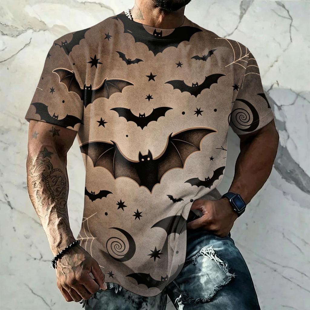 Men's Halloween Vintage Graphic T Shirt Loose Fit Breathable Short Sleeve Casual Streetwear Summer Top Comfortable Daily Wear