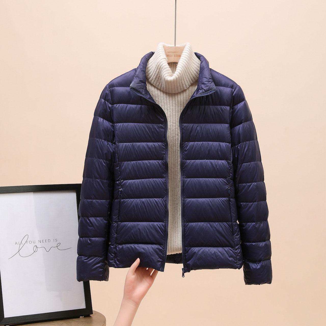 

Женские хлопковые пуховики с капюшоном, женские тонкие парки с длинными рукавами, женские ультралегкие складные пальто 8XL темно-синий