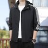 Nueva chaqueta de otoño para hombre, chaqueta con capucha de tres barras, chaqueta informal, gabardina, moda juvenil, top de moda.