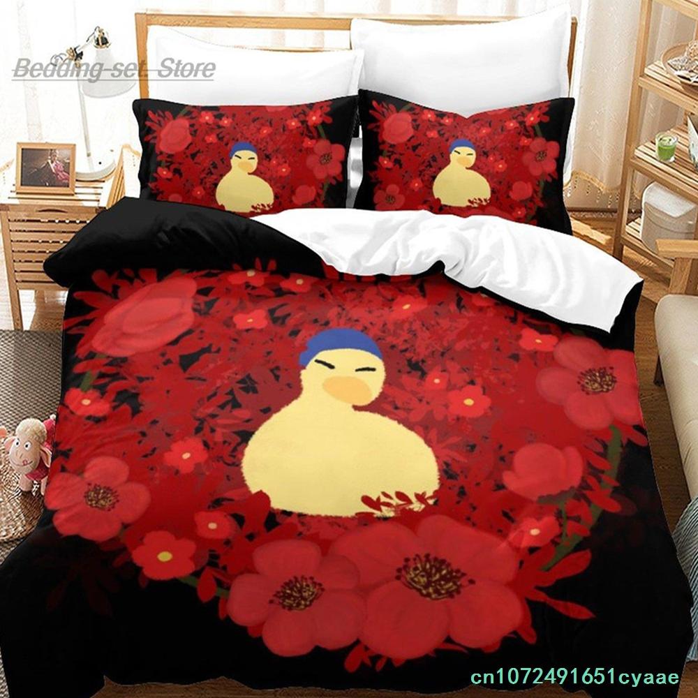 Quackity Duck Bedding Set Single Twin Full Queen King Size Bed Set Aldult Kid Bedroom Duvetcover Sets 3D Anime Bed Sheet Set