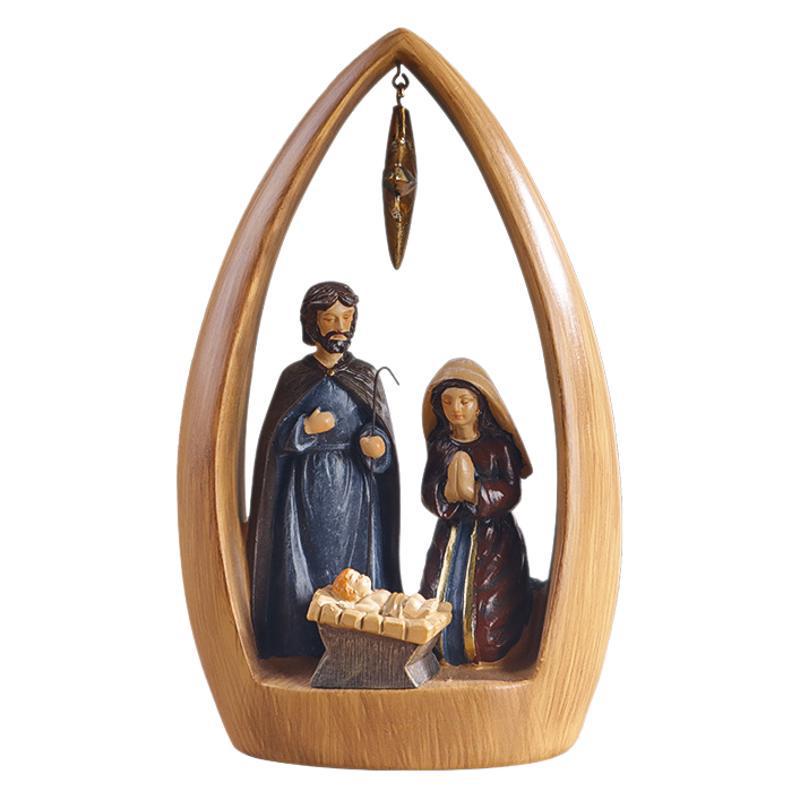 Nativity Resin Figurine Set: Father, Mary, Baby Jesus - Tabletop Craft Gift