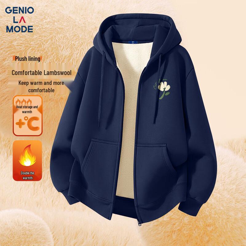 GENIOLAMODE Men's Heavyweight Fleece Lined Zip-Up Hoodie