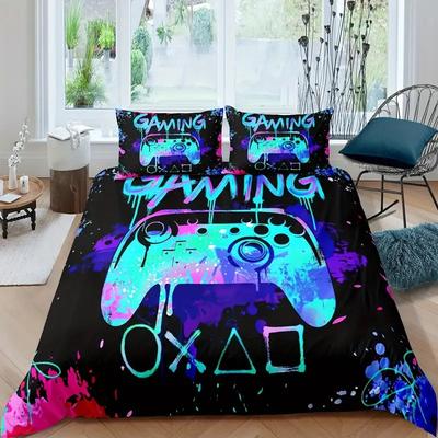 Set Copripiumino Gaming Gamer Matrimoniale Set Biancheria da Letto Videogiochi Per Bambini Adolescenti Moderno Ragazzi Cartone Animato Gamepad Set Copripiumino