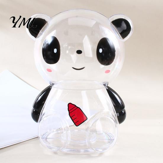 Break Resistant Piggy Bank Clear Panda for Kids, Plastic Cash Coin Bank, Money Management Box Saving Jar Decoration, Christmas Birthday Girls Boys