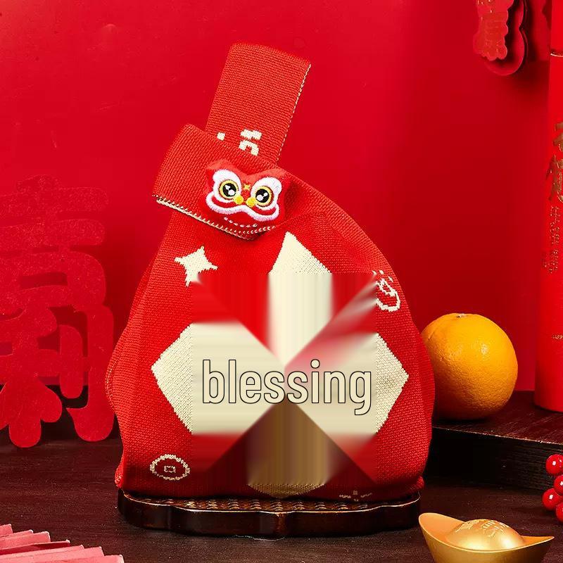 Праздничная красная вязаная сумка  Год Змеи  для свадеб и в качестве сувениров Regular Size