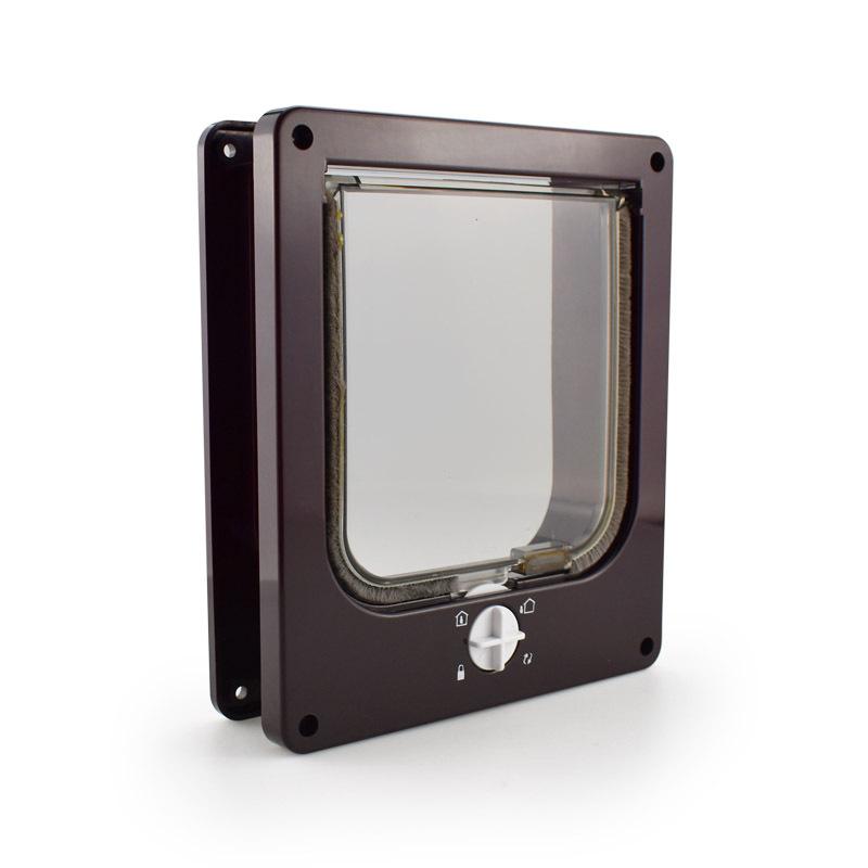 

Rotating Pet Cat Door Four Ways To Enter and Exit Transparent Cats Security Door Smooth and Firm Cat Accessories Products M коричневий
