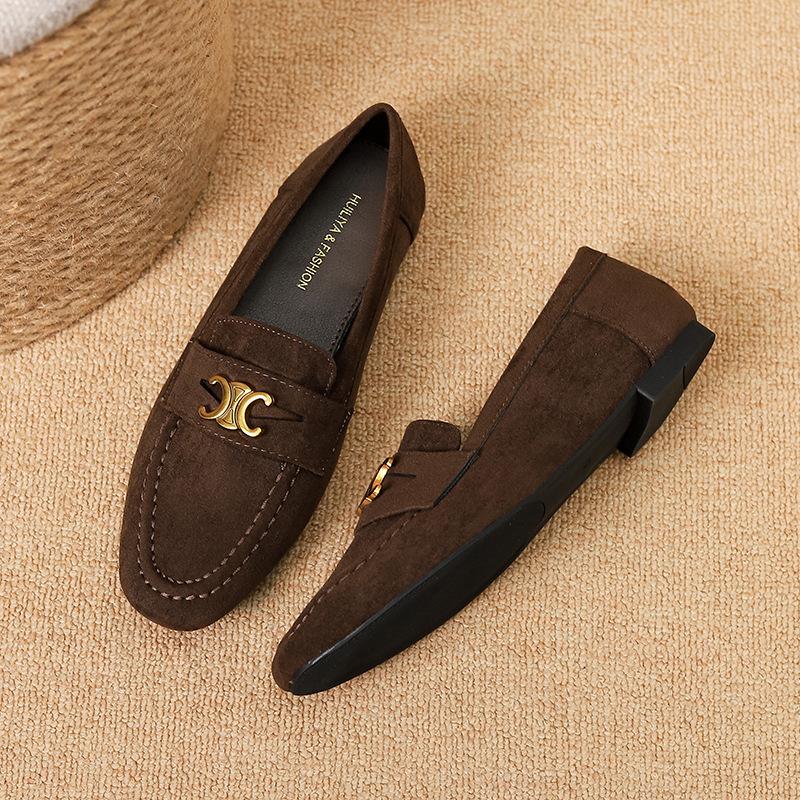 

T922-13 женские туфли-лодочки высокого класса 2025 новые туфли Doudou повседневные лоферы на плоской подошве 40 темно-коричневого