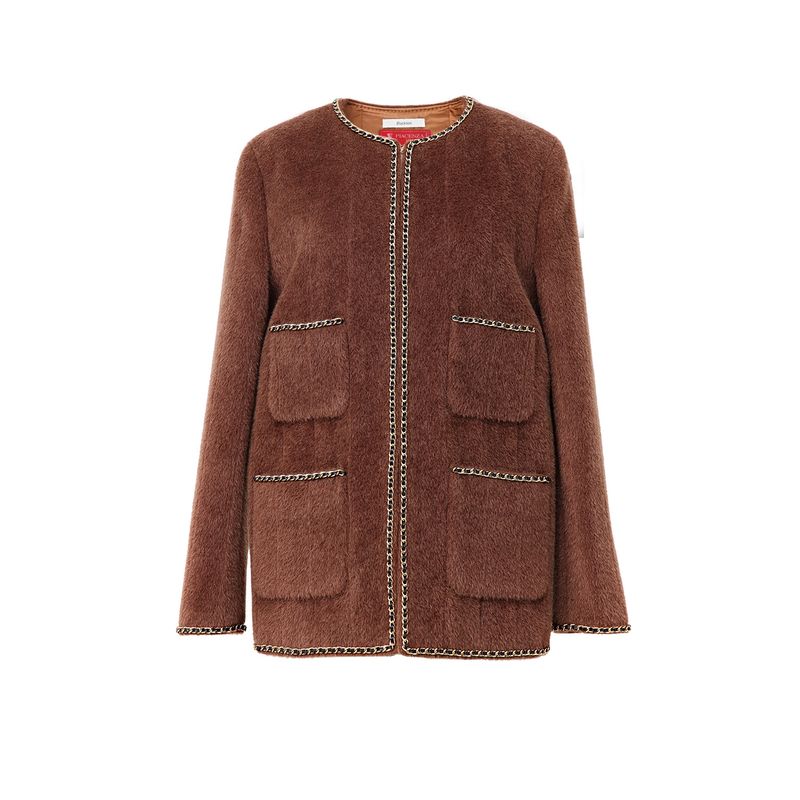 

Blacknini Yin Waffle Little Brown Bear Italian Piacenz Cut Baby Llama Alpaca Outwear Brown(Piacenza Italian wool) XS