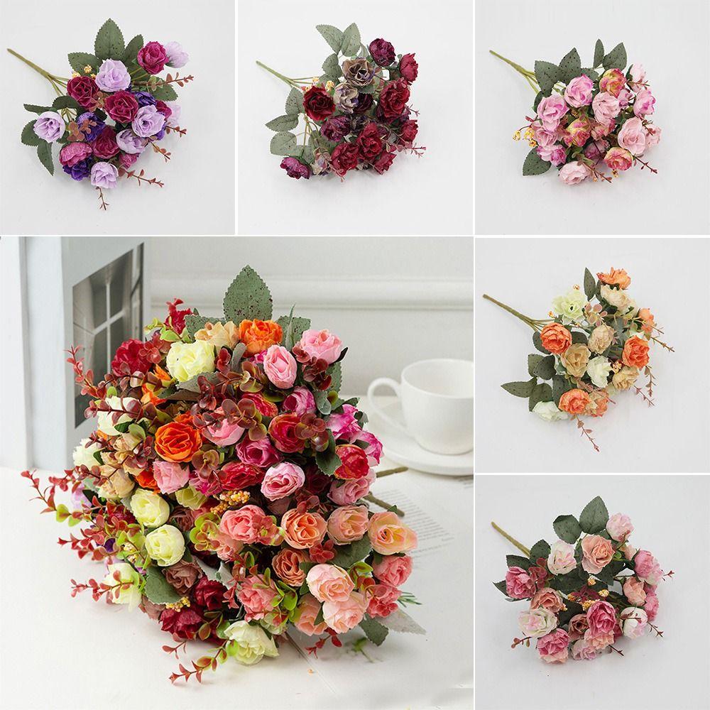 Multicolor Rose Bouquet Artificial Flower 21 Heads Simulation Flowers New Faux Rose Flower  Gifts