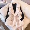 2026 Women's Plus Size Double-Breasted Fur Collar Waist-Cinched Leather & Fur Vest Jacket