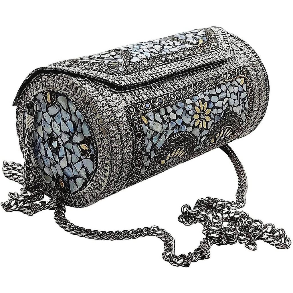 Silver Women Clutch Antique Bridal