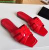 Fashion Cross Genuine Leather Women Slippers Square Toe Slip On Open Toe Flat Sandals Patent Leather Fashion 2025 Summer Sandal Slides