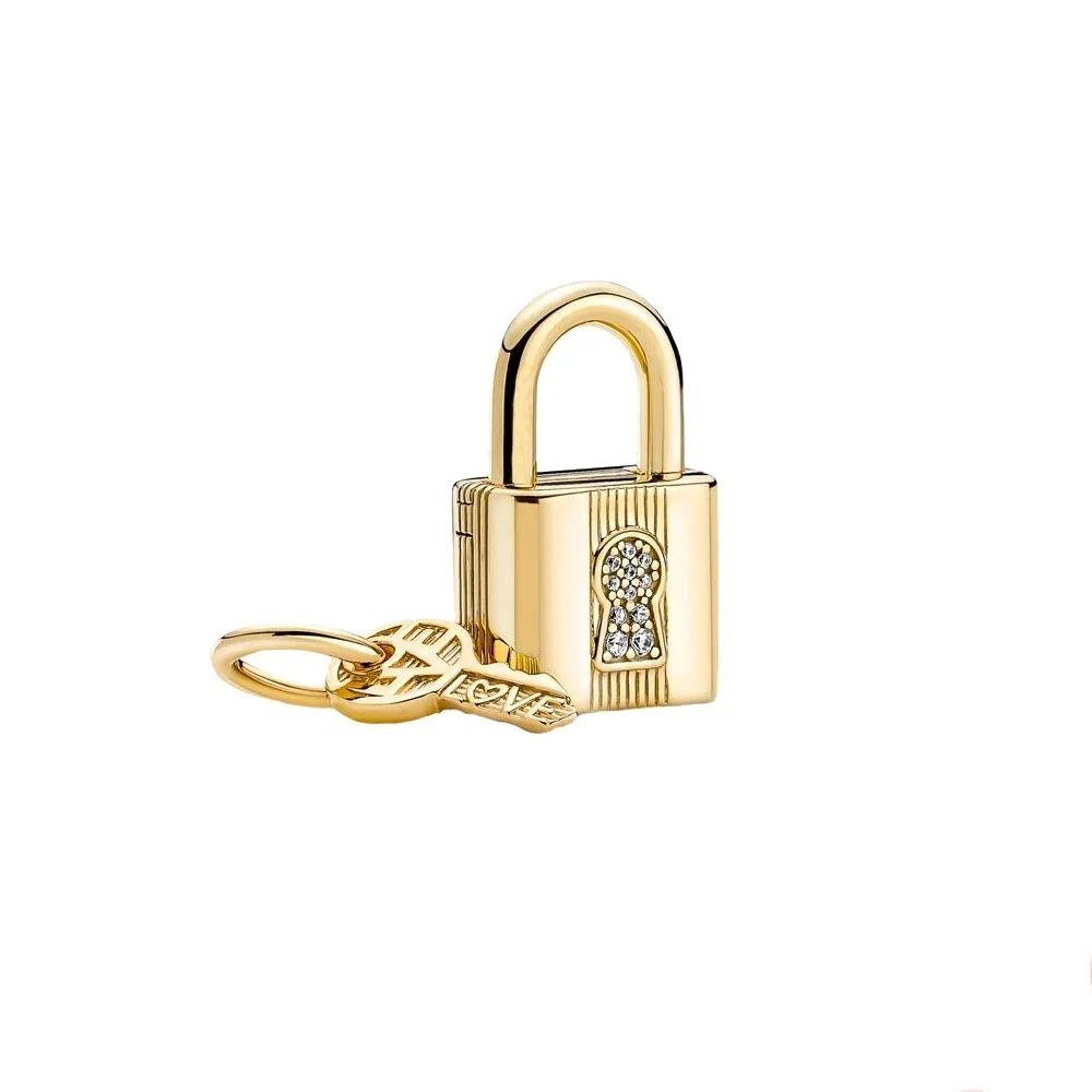 Charms Lucchetto Chiave in Argento 925 Ciondoli a Forma di Cuore per Bracciale Gioielli Fai da Te Regalo