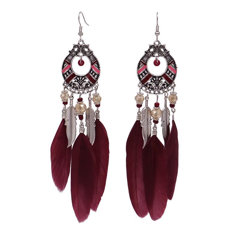 Bohemian Long Tassel Feather Earrings - Trendy Douyin-Inspired Design for Women