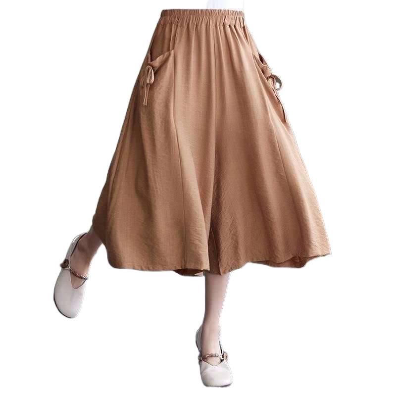 Women's Wide-Leg Nylon Pants - 2026 Summer Collection, Plus Size, Elastic Waist, Solid Color, Loose Fit, Cropped Flare Design.