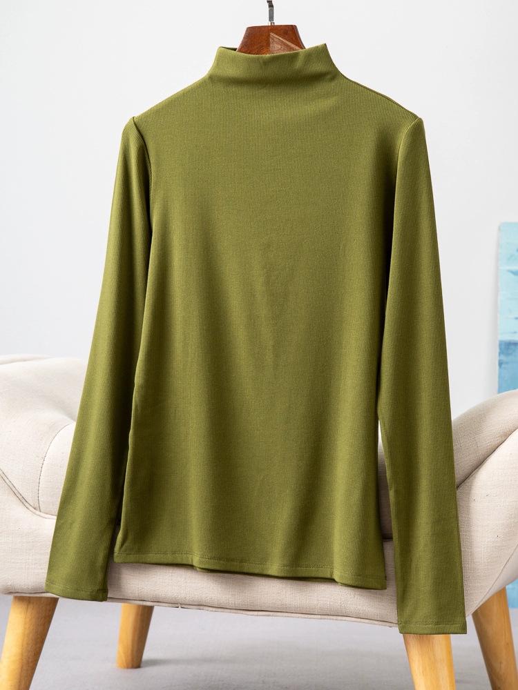 Long Sleeve Female Cold Basic Warm Shirt Bottom Shirt Large Size Heating Clothes In The Fall In The High Neck Inner Wear Padded Threaded T-shirt Tops