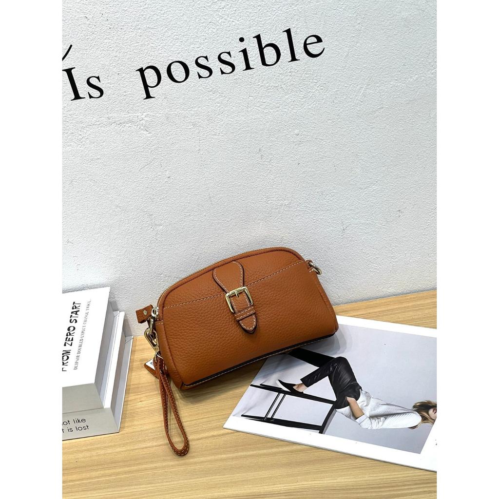 Cowhide Women's Bag Shoulder Crossbody Women's Bag Cute Fashion Shell Bag Mobile Phone Bag